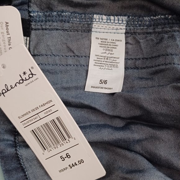 NEW Splendid Indigo Girl's Dress with Cute Detail at side seam- Size 5-6 - Picture 4 of 4